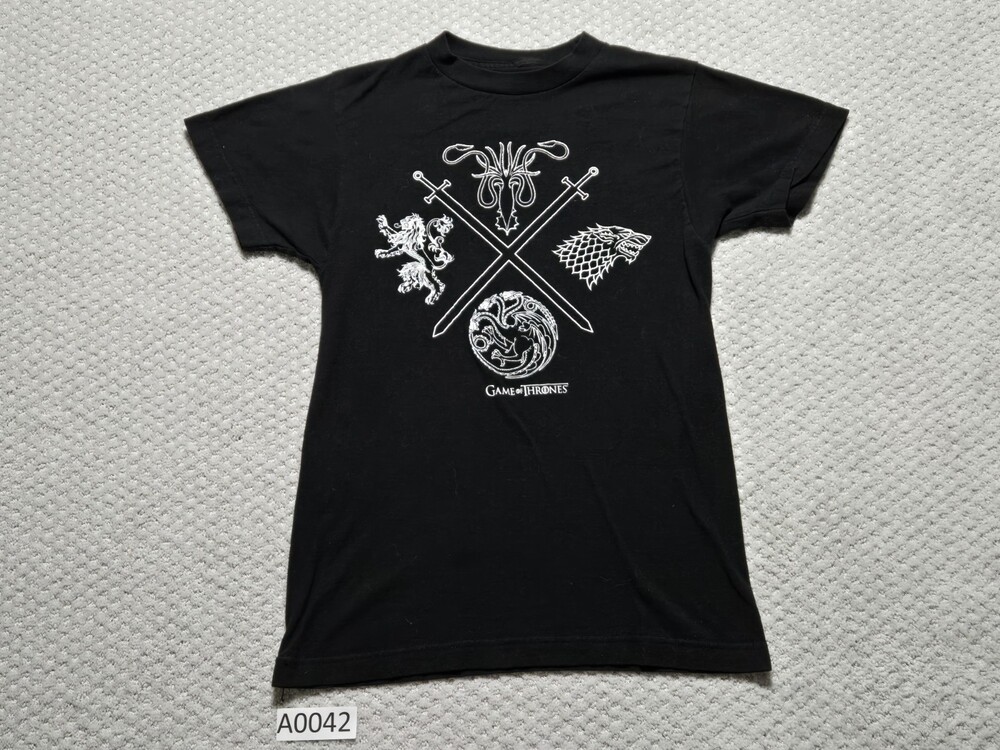Game of Thrones Four Houses Crest Graphic T-Shirt ~ Women’s XS ~ Black ~ HBO